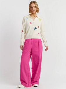 Джемпер с длинными рукавами и воротником из шерстяной смеси с узором "звезда" Chinti & Parker, Cream