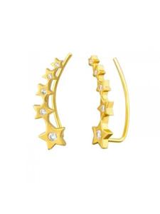 Alexander York Серьги-подвески в виде звезды из золота, изготовленные из серебра 925 пробы, комплект из 2 штук
