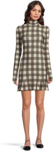 Платье Norma Kamali Long Sleeve Turtle Fishtail Mini Dress, цвет Bark Box Plaid