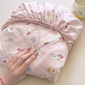 Disney Простыня на резинке 150х200 см, хлопковая, моющаяся, рисунок Little Cake Cat