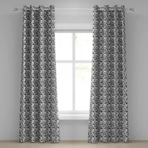 ABAKUHAUS Черно-белая штора на люверсах, цветущие романтические розы, душевное выражение, букет любви, декоративные двухпанельные шторы, 280 см x 245 см, цвет: бледно-серый, черный, белый Abakuhaus