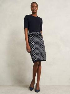 Платье Perrie с геометрическим разрезом Hobbs, Navy/Ivory