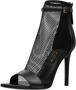 Женские сетчатые ботильоны YDN с открытым носком, высокие каблуки-стилеты, ремешок на щиколотке и задняя молния, Black
