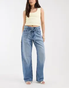 Джинсы средней длины с широкими штанинами и завязками на талии River Island