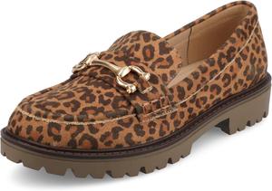 Женские лоферы Journee Jessamey с плоской подошвой, фурнитура, стелька с 4 мм системой комфорта, искусственная кожа Journee Collection, Leopard/Camel