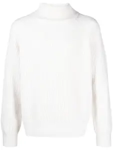 Джемпер из органического кашемира в рубчик Le Kasha, белый