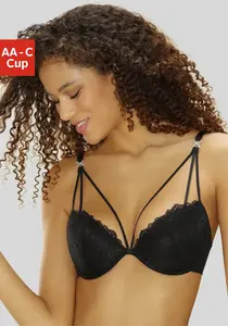 LASCANA Бюстгальтер пуш-ап из кружева с красивой лентой, сексуальное нижнее белье, черный