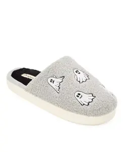 Унисекс взрослые тапочки-шлепанцы с летучей мышью на Хэллоуин Dearfoams, серый