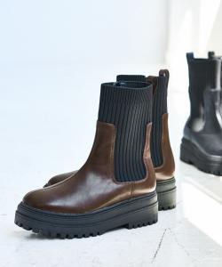 Ботинки с боковой вязаной подошвой и подошвой-«танком» Juze, цвет Brown (22)