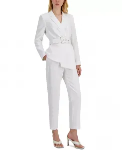 Приталенный брючный костюм Tahari ASL, слоновая кость/кремовый