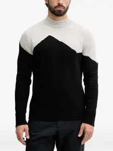 Свитер с высоким воротником в стиле колор-блок Ea7 Emporio Armani, черный