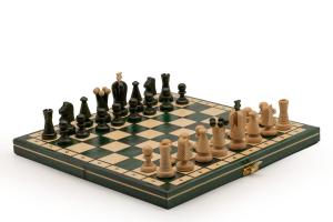 Королевские шахматы, инкрустация, зеленый принт/дуб-береза/НОВИНКА/производитель Szachy Żurek