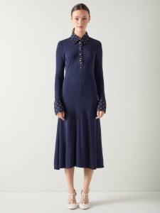 Платье Rita с отделкой в горошек L.K.Bennett, Navy/Ivory