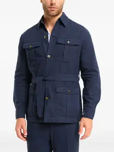 Рубашка-куртка из льняной/фланелевой смеси Peninsula Swimwear, синий