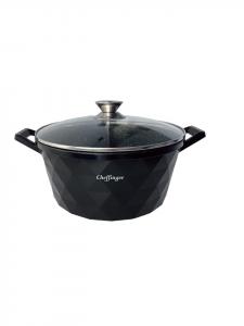 Алюминиевая литая кастрюля со стеклянной крышкой, Ø24 см, подходит для индукционных плит, мраморное покрытие, разноцветная COFI 1453