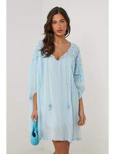 Короткое платье Le Monde du Lin, светло-синий