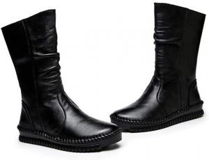 GrVpM Женские длинные сапоги, зимние рабочие прогулочные сапоги с плюшевой подкладкой, кожаные, желтые - 40/UK 6.5/US 9