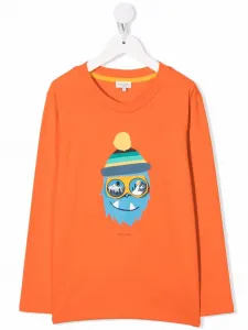 Футболка с длинными рукавами и принтом Paul Smith Junior, оранжевый