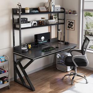 Компьютерный стол Xinmeikai с полкой, черная рама + карбон, 160x60x170 см