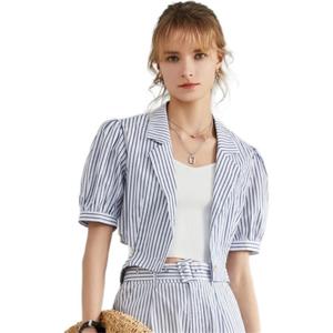ELLE Повседневный костюм Women's Blue Stripes с V-образным вырезом Moderate Others