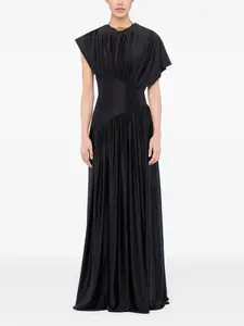 Атласное платье с драпировкой Rabanne, черный