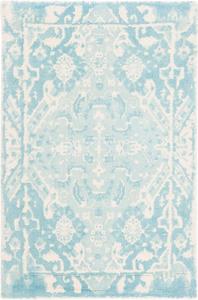 Ковер SAFAVIEH, 61 x 92 см, Restoration Vintage Collection, Light Blue & Ivory, ручной работы из состаренной шерсти, идеально подходит для помещений с высокой проходимостью: прихожая, гостиная, спальня (RVT532C)