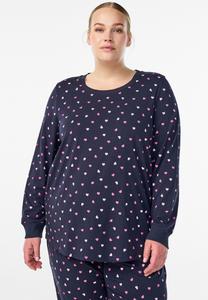 Пижамный топ Zizzi Pyjama top, Night Sky Heart Aop/Mottled Dark Blue
