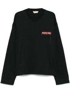 Marni футболка с нашивкой-логотипом, черный
