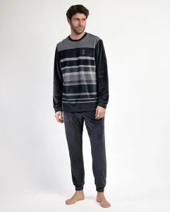 Мужская длинная пижама из мягкого бархатного материала темно-серого цвета Admas