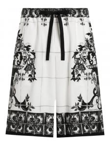 Dolce & Gabbana шорты-бермуды с принтом Maiolica, белый