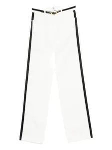 Брюки с поясом и полосками по бокам Elisabetta Franchi, белый