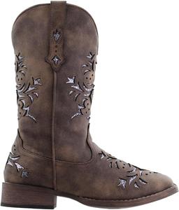 Женские ботинки Roper Kennedy с перламутровой отделкой, квадратный носок, без шнуровки, повседневные, средние голени, низкий каблук 1-2 - коричневые