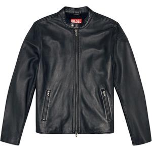 Кожаная косуха Carver Logo с тиснением DIESEL, черный