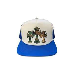 Бейсболка Chrome Hearts Triple Cross Trucker Hat, цвет Blue/White