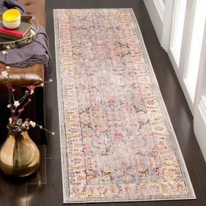 Ковер-ковер-дорожка SAFAVIEH, 69 x 366 см, Bristol Collection, Grey & Light Grey, дизайн в стиле бохо-шик с восточными мотивами и эффектом состаренности, не линяет, прост в уходе (BTL362A)