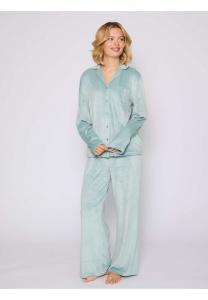 Пижамный комплект Loungeable VELOUR TRADITIONAL LONG SLEEVE SET, Sage/Light Green