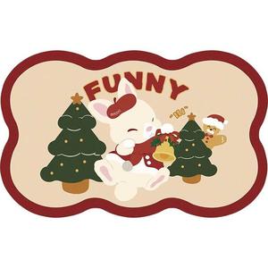 Dajiang Ковер 80х120 см для ванной в новогоднем стиле, из диатомита, нескользящий, быстро сохнущий