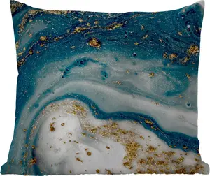Подушка для улицы - Мрамор - Цвет - Блеск - Золото - 40x40 см - Устойчива к атмосферным воздействиям - Подушка для отдыха - Подголовник - Внутренняя часть - Обивка с изображением MuchoWow