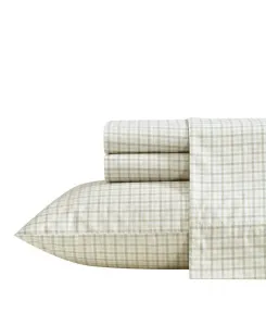 Комплект постельного белья Calm Seas Gingham из хлопкового перкаля с плотностью 200 нитей, размер Full Nautica, белый/зеленый