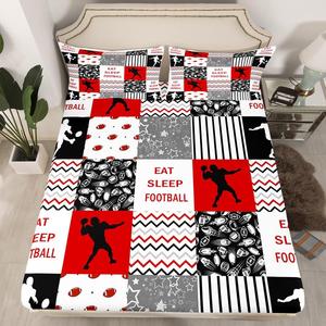 Erosebridal Детский комплект постельного белья American Football с геометрическим клетчатым принтом в красном цвете, Multi 12
