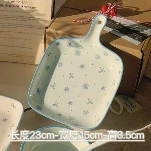 Ceramics Керамические миски кремового цвета в стиле Instagram, красивые и качественные, для риса и йогурта, домашнего использования, 23 см противень с одной ручкой Early Snow Blue