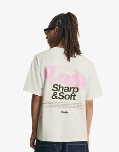 Футболка Bershka с коротким рукавом и принтом белого цвета