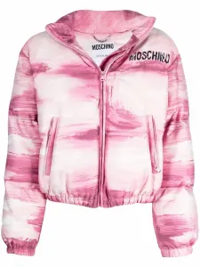 Пуховик с принтом Moschino, розовый