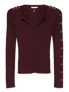 Толстовка в рубчик с V-образным вырезом Patrizia Pepe, фиолетовый