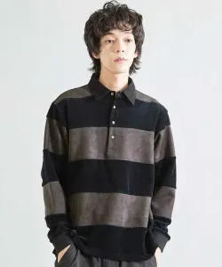 Регби-рубашка с отделкой из велюра/искусственной замши Union Station, цвет Charcoal Gray X Black