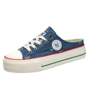 Pnj Женские противоскользящие тапочки с закрытым носком на резиновой подошве деним синий, цвет Denim Blue