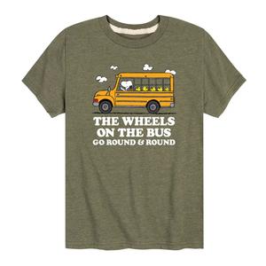 Футболка с рисунком Peanuts Wheels On The Bus для мальчиков 8–20 лет Licensed Character, зеленый