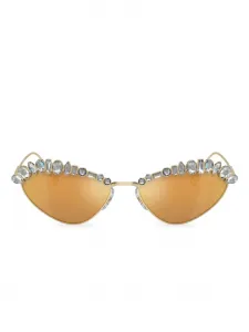 Солнцезащитные очки в оправе 'кошачий глаз' с кристаллами Swarovski, коричневый