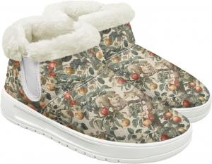 Quxjehoe Женские зимние ботинки для снега, утепленные, для улицы и дома, ботильоны до щиколотки, противоскользящие, для зимних прогулок, белая подошва, размер 6-13,5