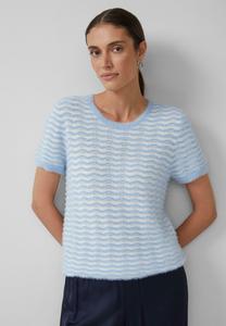 Футболка s.Oliver BLACK LABEL KURZÄRMELIGER MIT WELLENMUSTER UND PAILLETTEN, Arktisblau/Light Blue